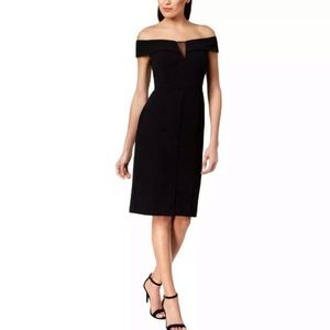 Vince Camuto Black off the Shoulder Sheath Dress